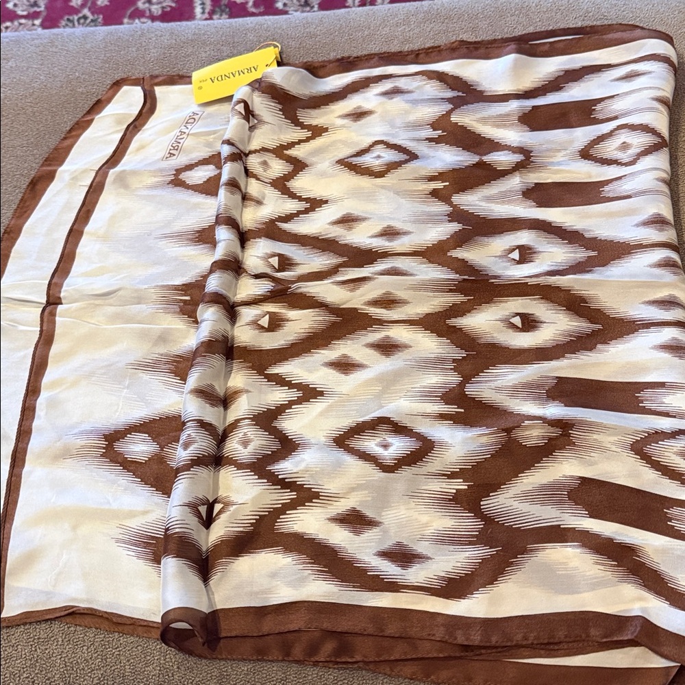 New Armanda Brown Tan Polyester Light Scarf 20”x70” (TD)